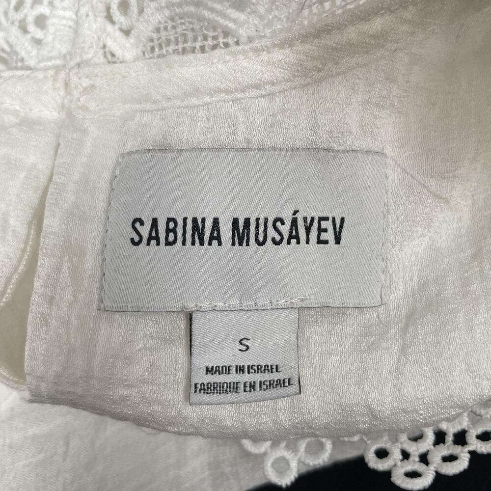 Sabina Musayev Blouse Womens Small Lace Ruffle Sheer Sleeveless Top - Picture 5 of 9